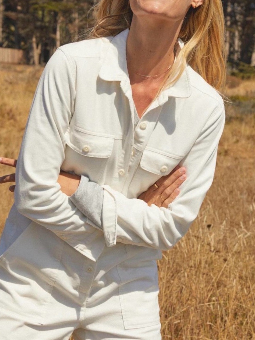 NWT Outerknown S.E.A Corduroy Long Sleeve Jumpsuit Salt White XS - Picture 3 of 11